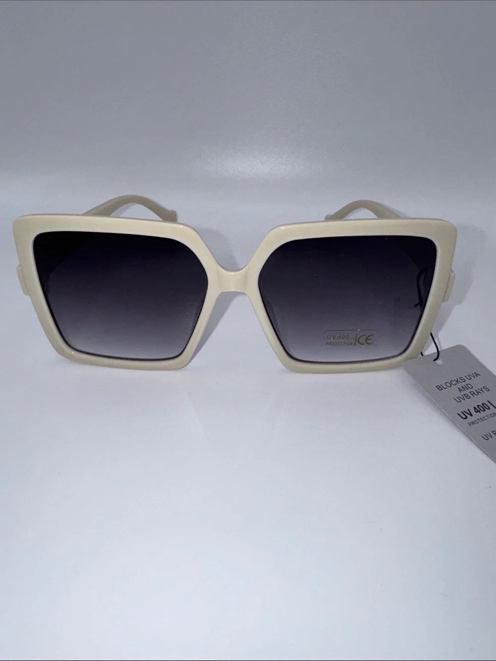 Women's Oversized Square Sunglasses - Cream Frame, Gradient Lenses